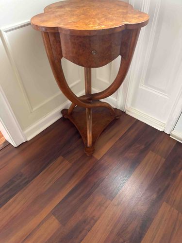 Art Deco Style Burlwood Sewing Table with Drawer