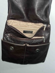 Brown Genuine Leather Multi-Compartment Shoulder Bag