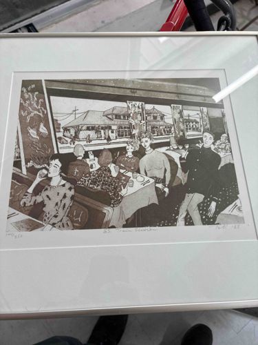 Framed Limited Edition Restaurant Scene Art Print (1987)