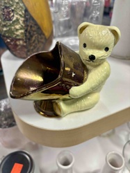 Anthropomorphic Bear Figural Planter or Holder with Golden Scoop