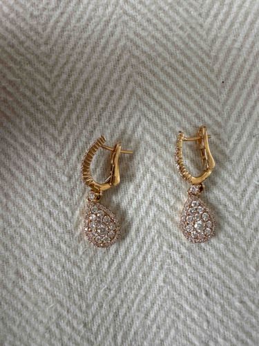 Teardrop Pave Diamond Dangle Earrings