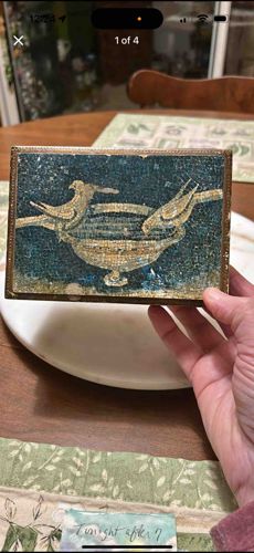 Micromosaic Box with Doves and Birdbath Motif