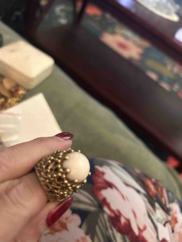 Vintage Mid-Century Modern Pink Coral Brutalist Ring