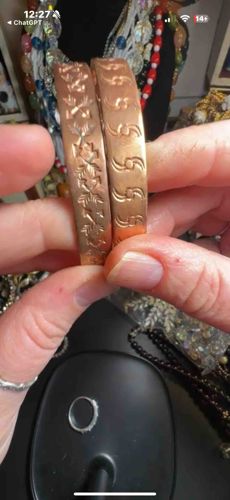 Pair of Etched Copper Bracelets