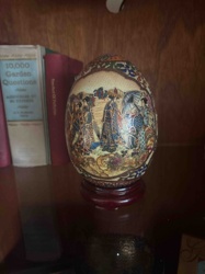 Satsuma-style Porcelain Decorative Egg on Stand