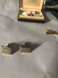 Gold-toned Men's Cufflinks and Tie Clip Set