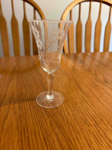 Etched Glass Wine or Cordial Goblet