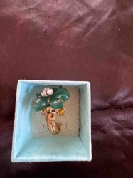 Floral Cocktail Ring with Green Stone and Diamond Accents