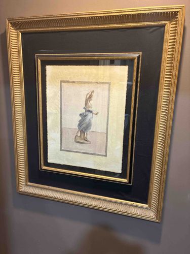 Framed Classical Figure Print on Textured Paper