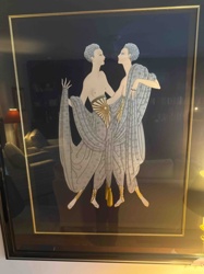Framed Art Deco Style 'Twin Figures' Illustration