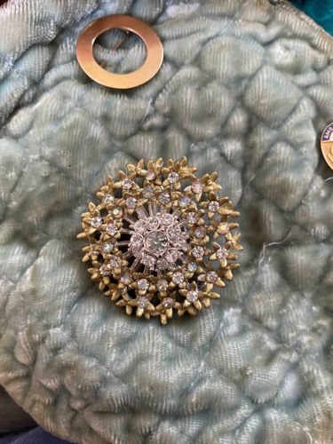 Vintage Rhinestone Floral Cluster Brooch