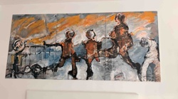 Multi-Panel Abstract Expressionist Painting of Figures