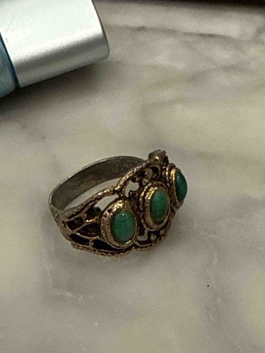 Triple Turquoise Stone Filigree Ring