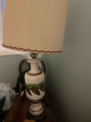 Art Deco Ceramic Table Lamp with Leaf Motif