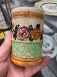Ceramic Floral and Basket-Weave Shaker