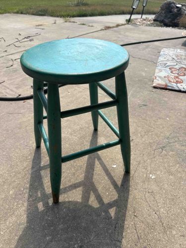 Painted Wooden Round Stool