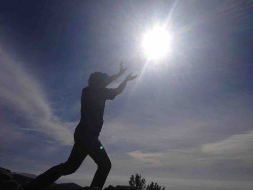 Silhouette of a Person Reaching for the Sun