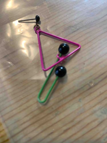 Geometric 1980s Aesthetic Enameled Dangle Earring