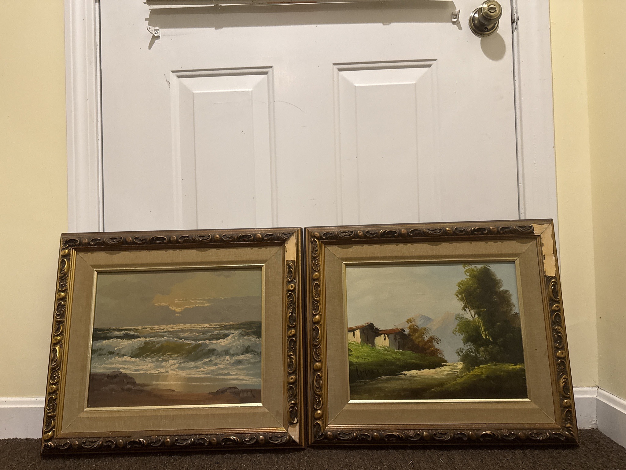 Submitted photo of Pair of framed oil landscape paintings