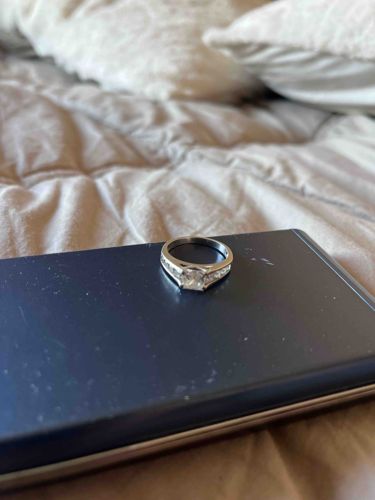 Princess-Cut Diamond Engagement Ring in 14K White Gold with Channel-Set Sidestones