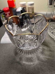 Mikasa Holiday Pine Clear Crystal Bowl with Gold Trim