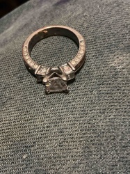 Silver-Toned Engagement Style Ring with Clear Stones
