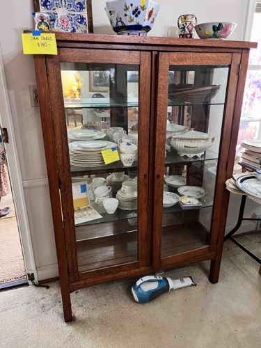 Arts and Crafts Style Oak Curio Cabinet