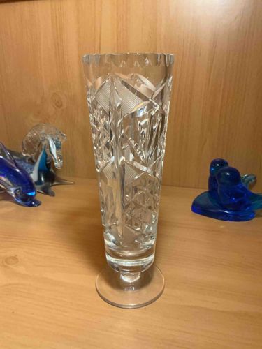 Bohemian Cut Crystal Footed Bud Vase