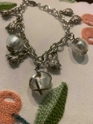 Silver-Toned Charm Bracelet with Ladybug and Glass Orb Charms