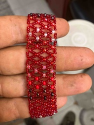 Red Beaded Lattice Bracelet
