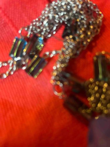 Necklace with Faceted Blue and Green Beads