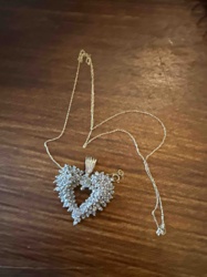 10k Gold Diamond Cluster Heart Pendant with Chain