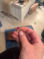 14k Gold Ring with Red Oval Gemstone