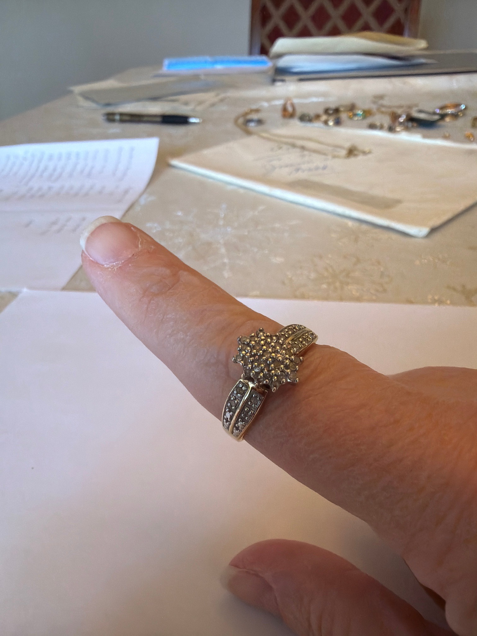 Yellow Gold Cluster Diamond Fashion Ring