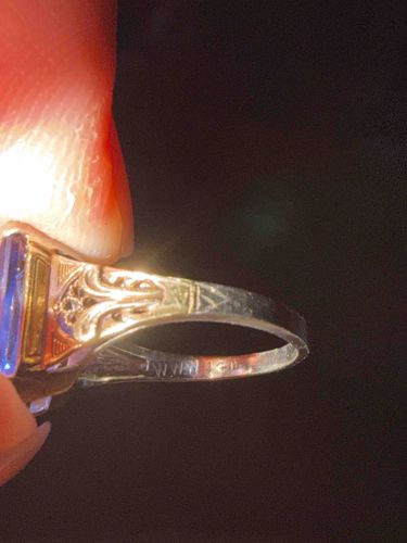 Art Deco Filigree Blue Stone Ring