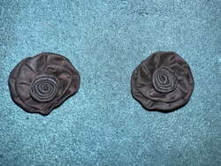 Pair of Black Fabric Rosette Appliques