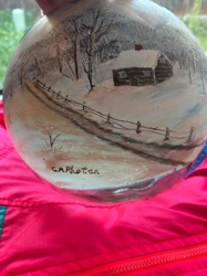 Hand-Painted Winter Landscape Decorative Sphere by C.A. Rhoten