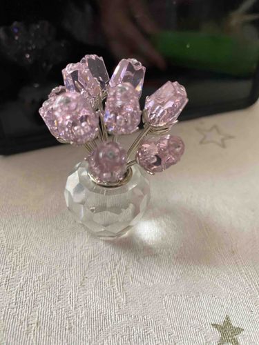 Faceted Crystal Tabletop Flower Figurine