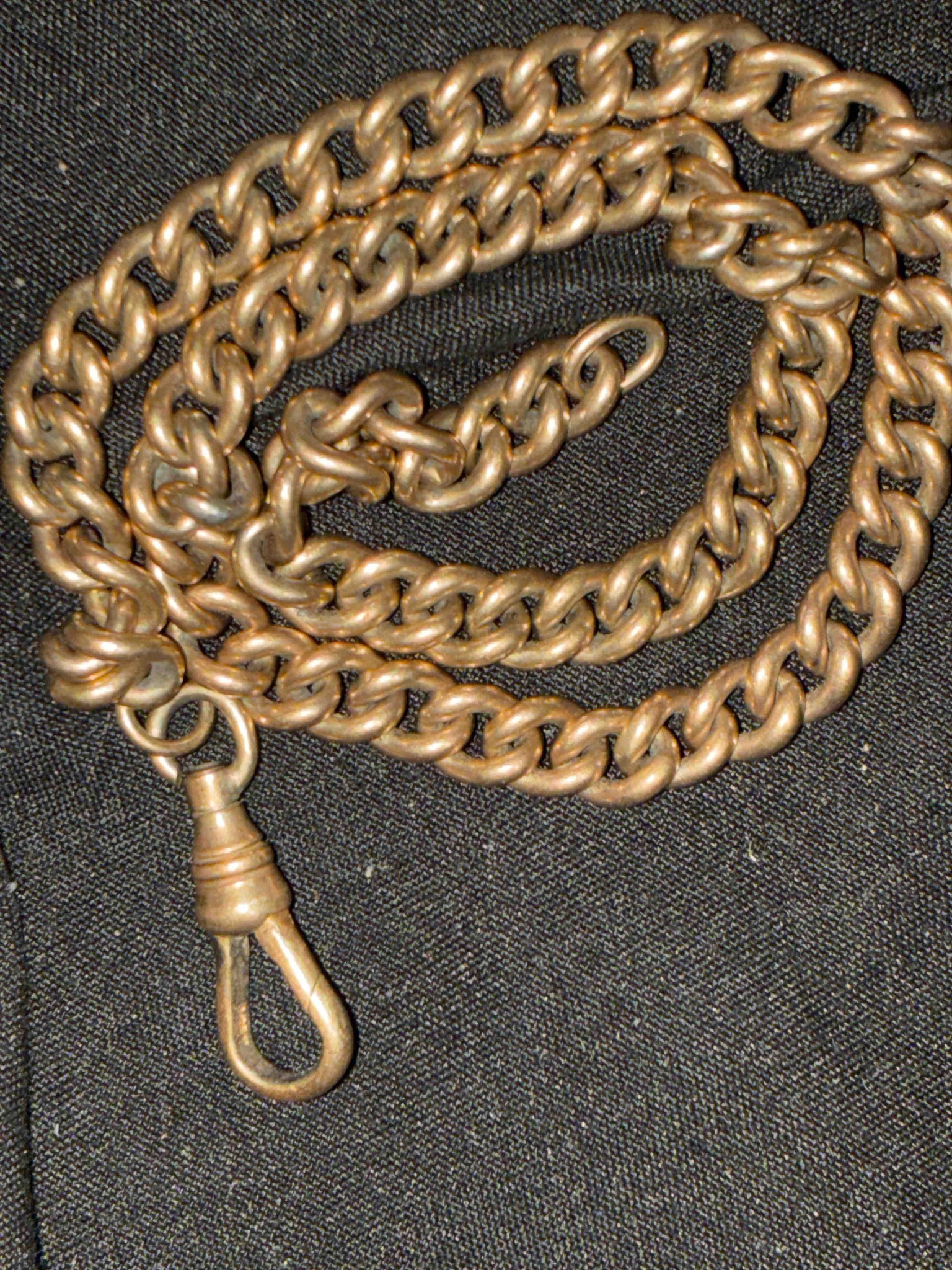 Vintage Curb Link Pocket Watch Chain with Swivel Dog Clip