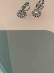Pair of Halo Cluster Dangle Hoop Earrings