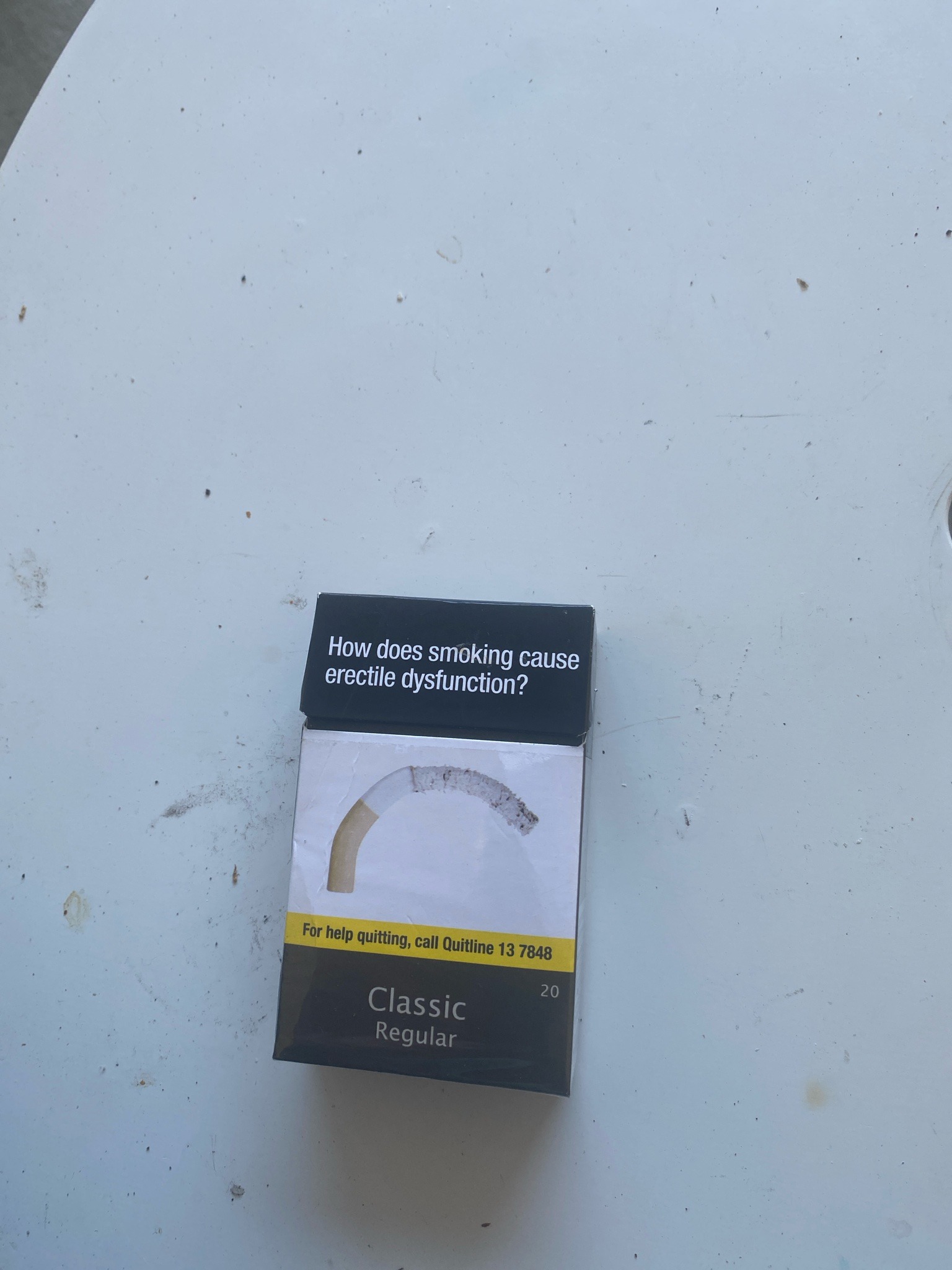 Submitted photo of Cigarette pack displaying a health warning