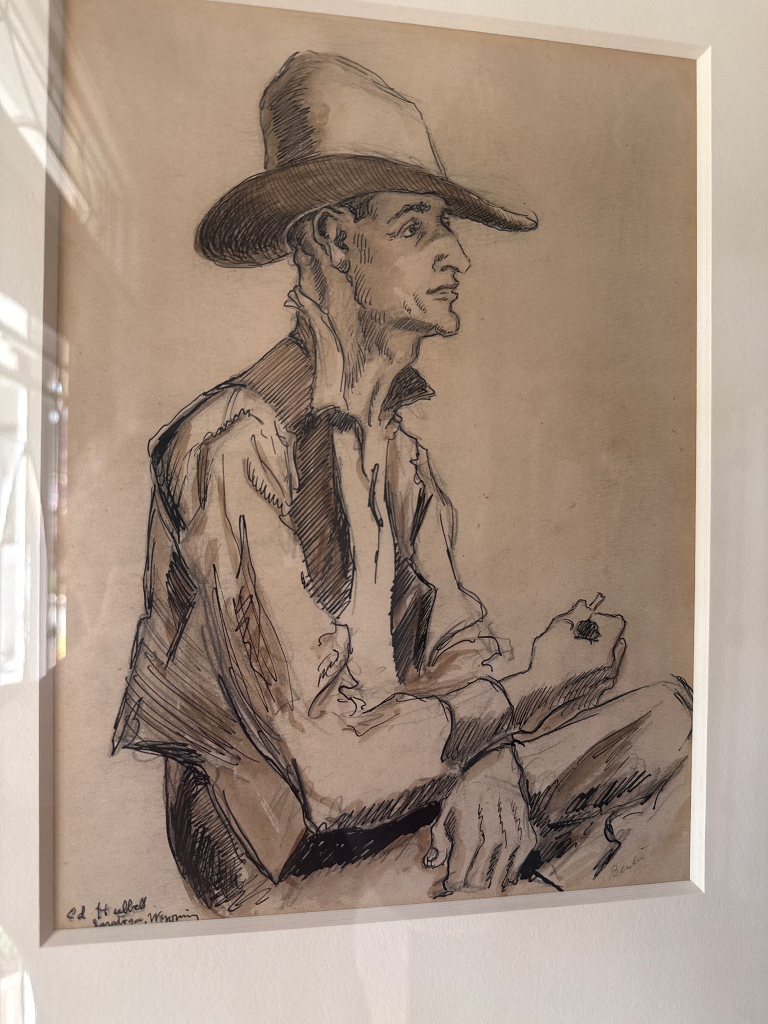 Submitted photo of Ink and wash portrait signed 'Ed Hubbell'