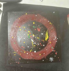 Abstract Splatter Painting with Red Ring