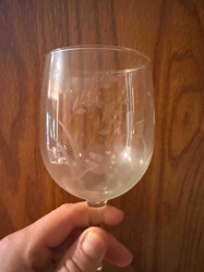 Etched Clear Glass Wine Goblet
