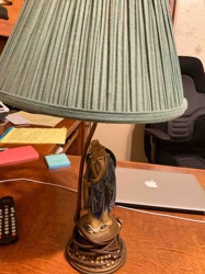 Vintage Figural Asian-Style Table Lamp with Pleated Shade
