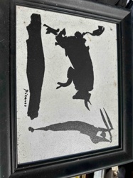 Framed Picasso-style Silhouette Print, possibly 'Bull Series'