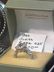 Judith Ripka Sterling Silver Ring with Cushion-Cut Stone