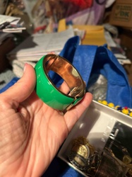 Glossy Green Enamel Hinged Bangle Bracelet