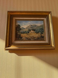 Framed Mediterranean Landscape Oil Painting