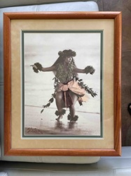 Framed Photograph of a Hula Dancer at the Beach